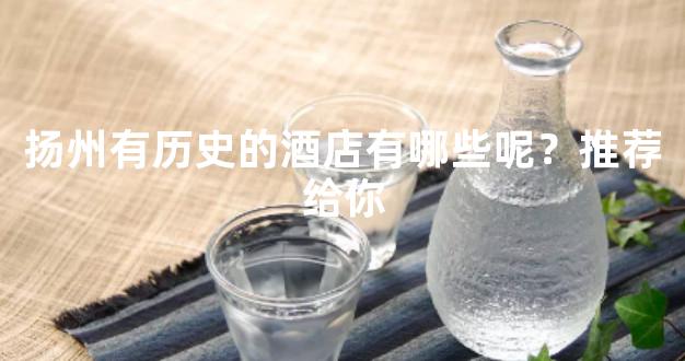 扬州有历史的酒店有哪些呢？推荐给你