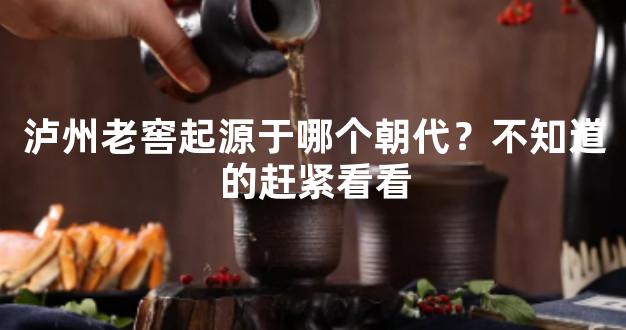 泸州老窖起源于哪个朝代？不知道的赶紧看看